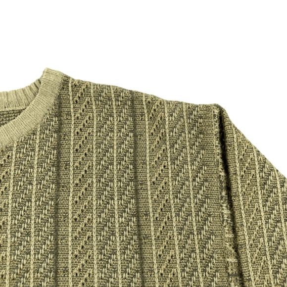 Vintage Jantzen Sweater Adult MEDIUM Brown Beige Pullover Striped 90s Cosby - Picture 2 of 5